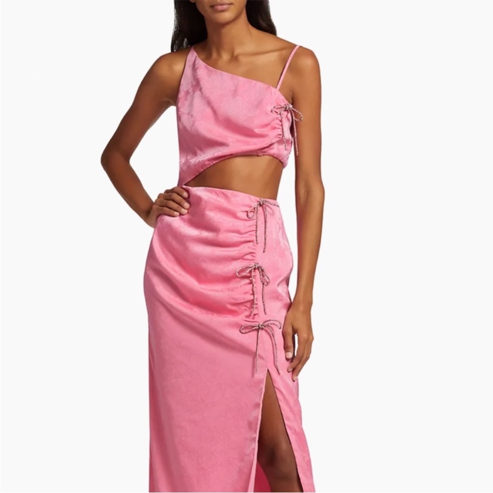 WAYF
Love Affair Asymmetric Floral Jacquard Cut-Out Dress
X-small